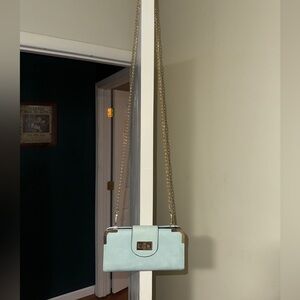 Alba Light Blue Crossbody Bag with Gold Chain